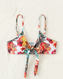 Women Long Sleeve Florals Printed Long Cover High Waist Three-piece Swimsuit S-L