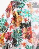 Women Long Sleeve Florals Printed Long Cover High Waist Three-piece Swimsuit S-L