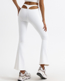 Hollow Out Back Fitness Training High Waist Running Sports Pants Orange Khaki White Black S-L