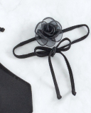 Women Halter Neck 3D Neck Rose High Cut Backless One-piece Swimsuit Black XS-L