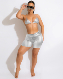 Solid Color Bikini Top With Shorts S-XXL