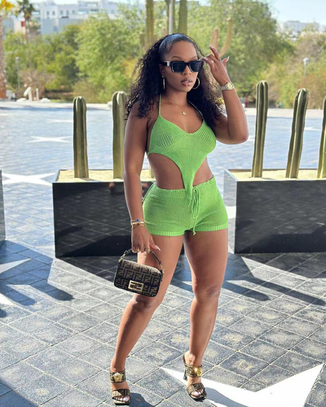 Knitted Women Summer Two Piece Short Set S-XXL