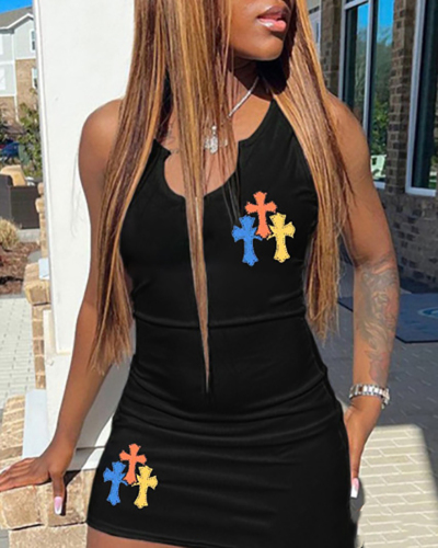 Women Fashion Vest Sleeveless Tight One-piece Dress Black XS-3XL