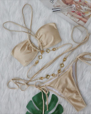 Crystal Stone Halter Neck Vacation Beach Bikini S-L