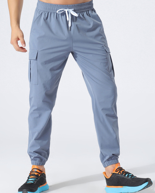 Quickly Drying Loose Casual Fitness Side Pocket Pants Black Green Blue M-4XL