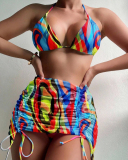 3pcs Women Dye Tie Swimming Suit S-L