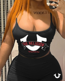 Letter Printed Women Summer Two Piece Short Set