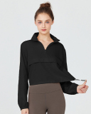 Yoga Long Sleeve Zipper Neck Sunscreen Loose Outdoor Activewear Top S-XL