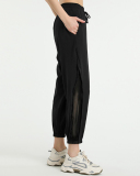 Loose High Waist Quick Dry Women Mesh Running Sports Pants Trousers Black Pink Gray S-XL