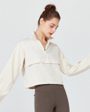Yoga Long Sleeve Zipper Neck Sunscreen Loose Outdoor Activewear Top S-XL
