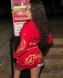 Red Printed Women Spring Two Piece Skirt Set S-XXL