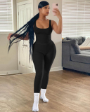 Women Sleeveless Vest High Waist Pants Sets Two Pieces Outfit Pink Gray Rosy Black Blue S-2XL