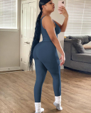 Women Sleeveless Vest High Waist Pants Sets Two Pieces Outfit Pink Gray Rosy Black Blue S-2XL