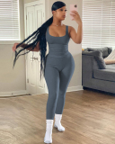 Women Sleeveless Vest High Waist Pants Sets Two Pieces Outfit Pink Gray Rosy Black Blue S-2XL