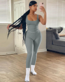 Women Sleeveless Vest High Waist Pants Sets Two Pieces Outfit Pink Gray Rosy Black Blue S-2XL