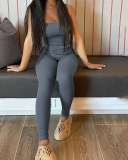 Women Sleeveless Vest High Waist Pants Sets Two Pieces Outfit Pink Gray Rosy Black Blue S-2XL