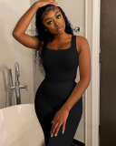 Women Sleeveless Vest High Waist Pants Sets Two Pieces Outfit Pink Gray Rosy Black Blue S-2XL