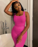 Women Sleeveless Vest High Waist Pants Sets Two Pieces Outfit Pink Gray Rosy Black Blue S-2XL