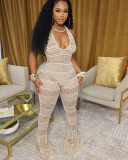 Sleeveless Women Open Back Lace Jumpsuit S-L