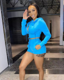 Solid Color Women New Hot Fashion 2 Piece Short Set S-XXL
