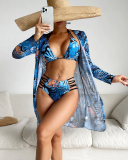 3pcs Set Floral Printed Women High Waist Swimwear S-XL