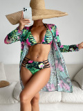 3pcs Set Floral Printed Women High Waist Swimwear S-XL