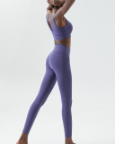 U-Back Zipper Front High Elastic Running High Waist Pants Yoga Two-piece Set S-XL