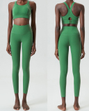 Women Adjustable X-Back Bra High Waist Pants Yoga Two-piece Pants Set S-XL