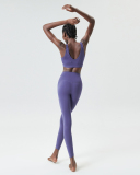 U-Back Zipper Front High Elastic Running High Waist Pants Yoga Two-piece Set S-XL