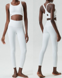 Women Adjustable X-Back Bra High Waist Pants Yoga Two-piece Pants Set S-XL