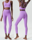Nuke Feeling Mid-Protection Bra Sports Pants Yoga Two-piece Set S-XL
