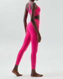 U-Back Zipper Front High Elastic Running High Waist Pants Yoga Two-piece Set S-XL