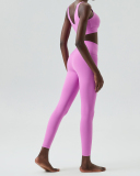 U-Back Zipper Front High Elastic Running High Waist Pants Yoga Two-piece Set S-XL