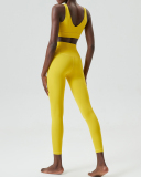 U-Back Zipper Front High Elastic Running High Waist Pants Yoga Two-piece Set S-XL