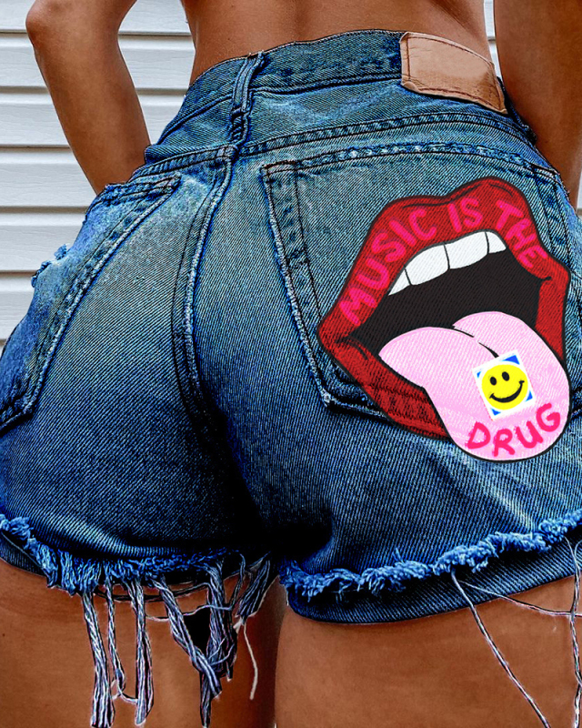 Hot Gilrs Sexy Hole High Waist Summer Shorts Gray Black Blue S-3XL