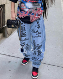 Trendy Women High Waist Hip Hop Hole Knee Street Style Jeans Pants Blue Black S-3XL