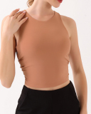 Back Strappy High Elastic Sports Running Vest With Pad Purple Black Orange S-2XL
