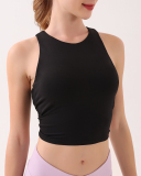 Back Strappy High Elastic Sports Running Vest With Pad Purple Black Orange S-2XL