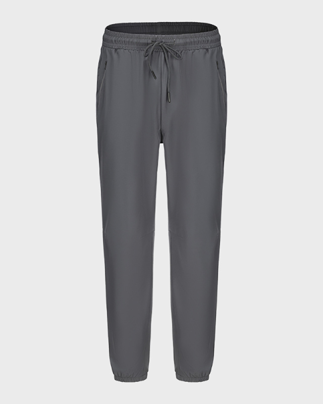 Mens Summer Quick Drying Running Loose Drawsting Zippered Pocket Sports Jogger Black Gray M-4XL
