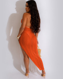 Knitted Women Open Back Beach Dress S-XXL