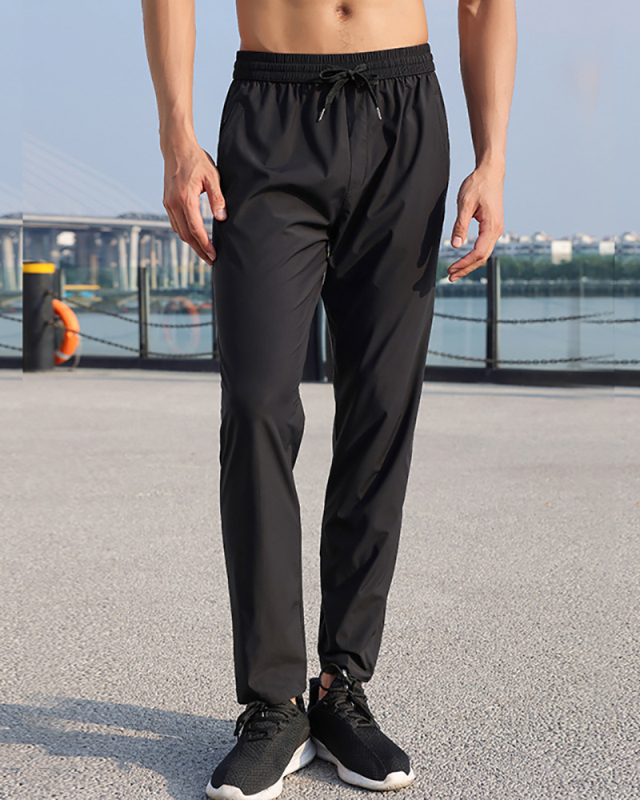 Men's Straight Quick Drying Casual Running Joggers Black Deep Gray Green M-4XL