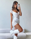 Lace Women Wholesale See Through Jumpsuit S-XL