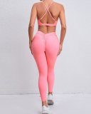 Quick Drying Criss Sports Bra Hips LIft High Waist Pants Leggings Yoga Two-piece Sets S-L