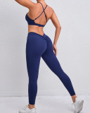 Quick Drying Criss Sports Bra Hips LIft High Waist Pants Leggings Yoga Two-piece Sets S-L