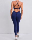 Quick Drying Criss Sports Bra Hips LIft High Waist Pants Leggings Yoga Two-piece Sets S-L