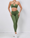 Quick Drying Criss Sports Bra Hips LIft High Waist Pants Leggings Yoga Two-piece Sets S-L