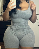 Sleeveless Solid Color Women Summer Jumpsuit XS-XL