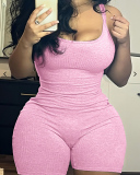 Sleeveless Solid Color Women Summer Jumpsuit XS-XL
