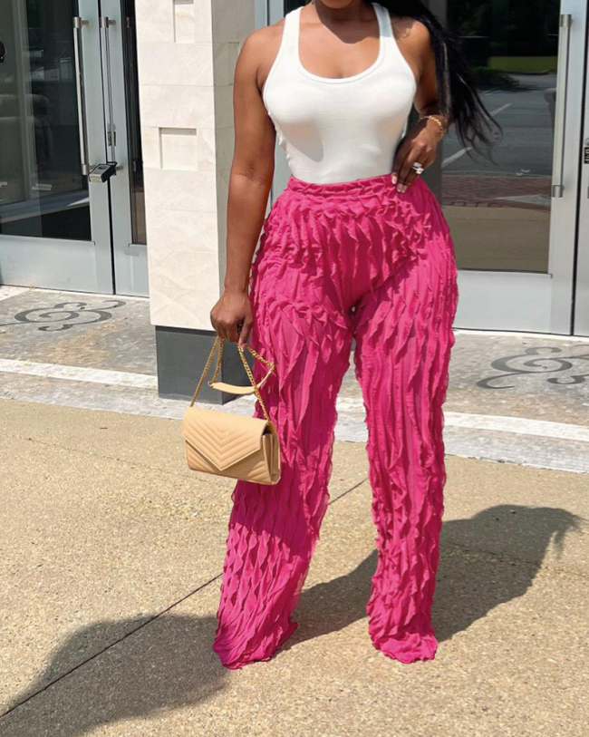 Ruffle Women Summer Wide Leg Pants S-XXL