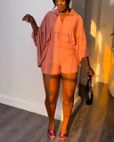 Solid Color Bat Sleeve Women Two Piece Summer Set S-3XL
